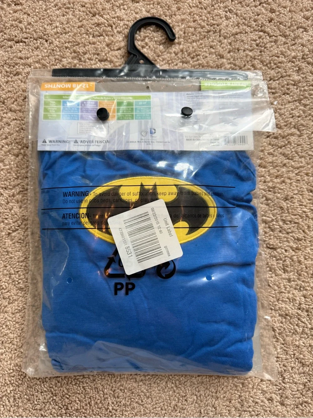 Rubie's Batman Infant Costume - Gray & Blue Romper with Yellow Bat Logo